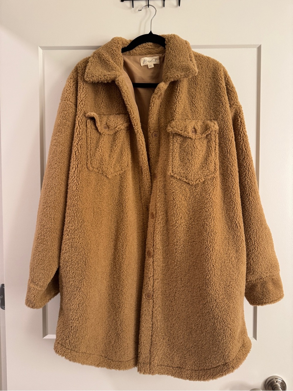 Marled Teddy Sherpa Coat Women’s XL Camel Brown Oversized NWOT